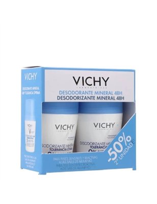 Vichy Desodorizante Roll-On Mineral Pele Sensível 48h Pack 2x50ml