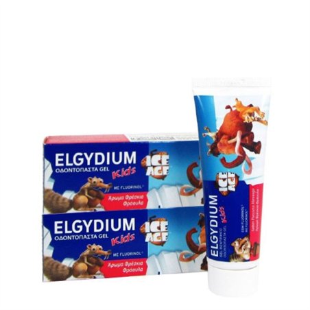 ELGYDIUM KIDS IDADE DO GELO DUO GEL DENTÍFRICO MORANGO 2X50ML