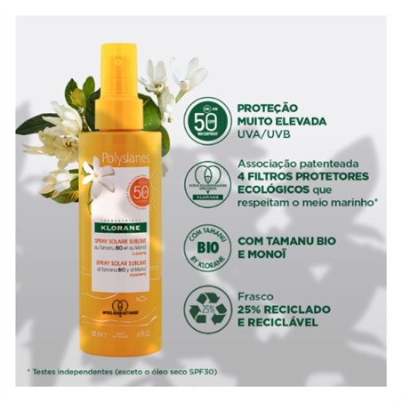 Klorane Polysianes Solar SPF50+ Spray Corpo 200ml
