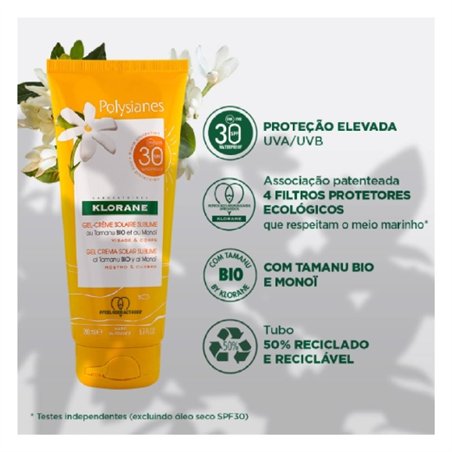Klorane Polysianes Solar SPF30 Gel-Creme Sublime Rosto e Corpo 200ml